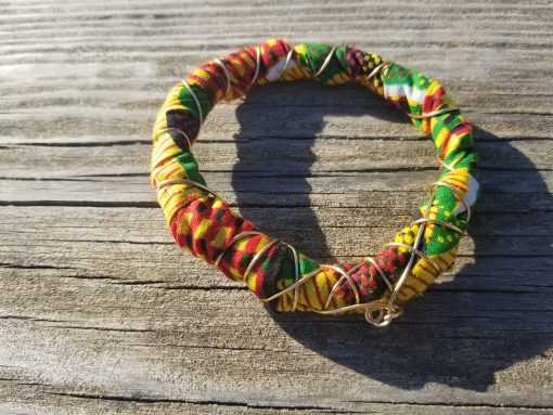 Kente Cloth Inspired African Material Wire-Wrapped Leather Handmade ...